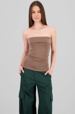 Top tubo strapless detalle dobles