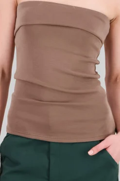 Top tubo strapless detalle dobles