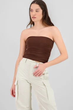 Top Tubo Strapless Drapeado