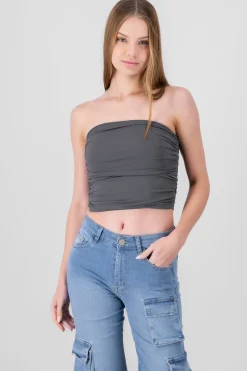 Top Tubo Strapless Drapeado