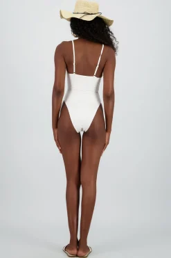Traje de baño cutout escote perlas