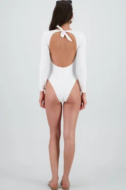 Traje de baño estampado flores manga larga