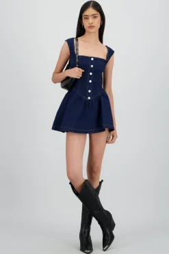 Vestido denim botones
