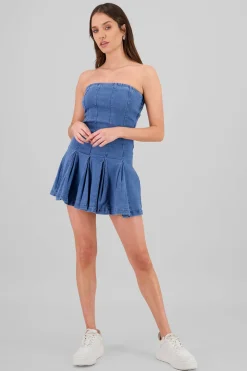 Vestido denim tableada