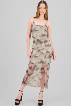 Vestido estampado maxi brillo