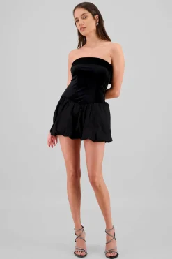 Vestido falda globo terciopelo