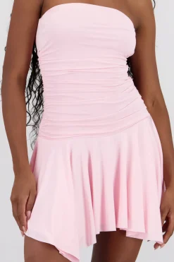 Vestido fruncido asimetrico