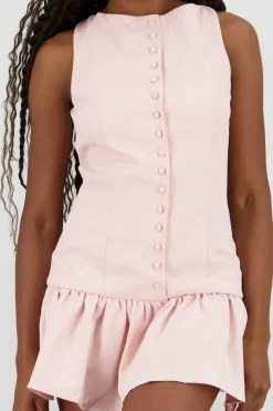 Vestido liso con botones tipo skater