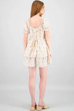 Vestido manga abullonada doble olan flores