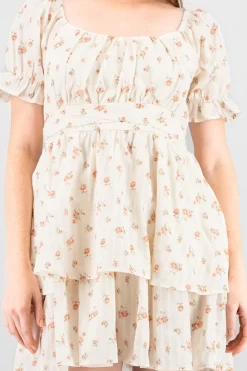 Vestido manga abullonada doble olan flores