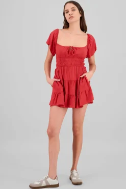 Vestido manga corta con detalle short interno