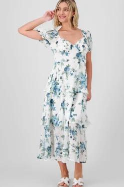 Vestido maxi capas estampado flores