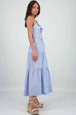 Vestido maxi con rayas con tirantes