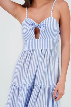 Vestido maxi con rayas con tirantes