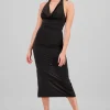 Vestido maxi cuello halter cascada