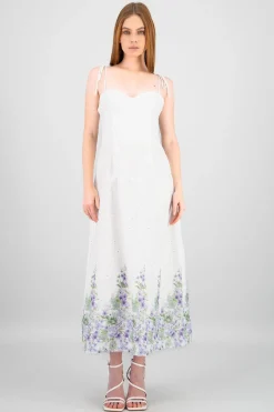 Vestido maxi eyelet estampado Hypsters