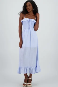 Vestido maxi olan con tirantes