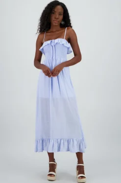 Vestido maxi olan con tirantes