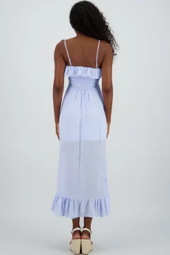 Vestido maxi olan con tirantes