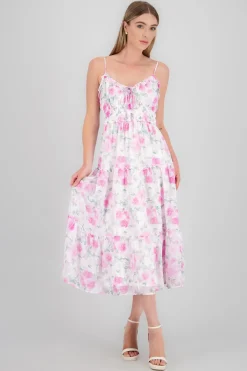 Vestido maxi olanes etampado flores