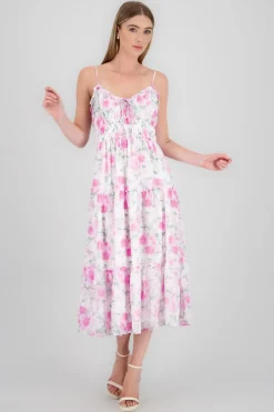 Vestido maxi olanes etampado flores