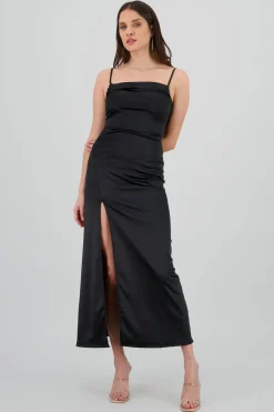 Vestido maxi satin espalda abierta