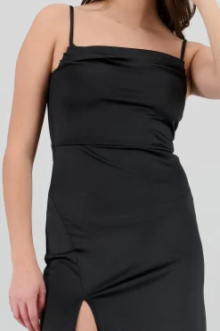 Vestido maxi satin espalda abierta