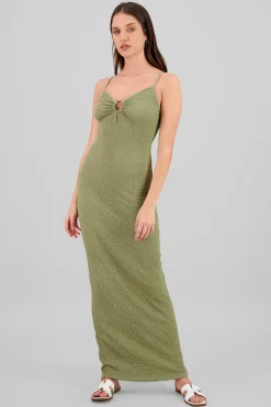 Vestido maxi texturas tirantes aro