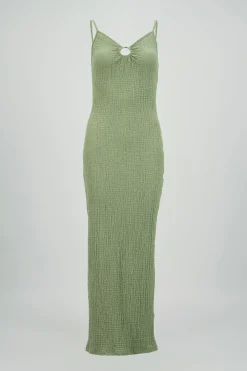 Vestido maxi texturas tirantes aro
