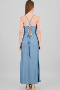 Vestido maxi tirantes drapeado