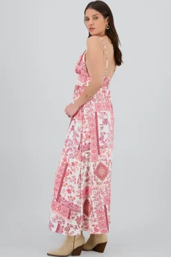 Vestido maxi tirantes estampado flores