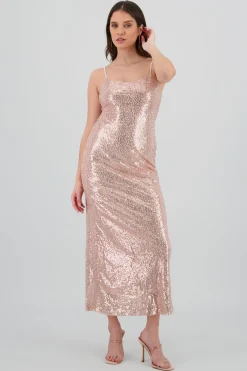 Vestido maxi tirantes lentejuelas