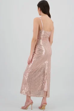 Vestido maxi tirantes lentejuelas