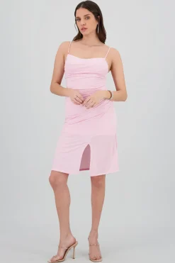 Vestido midi brillos con copas