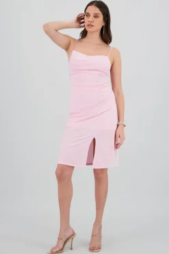 Vestido midi brillos con copas