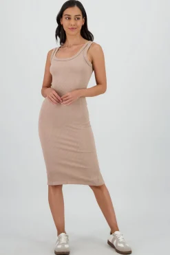 vestido midi detalle seamless liso