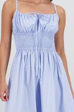 Vestido midi detalle smock tirantes