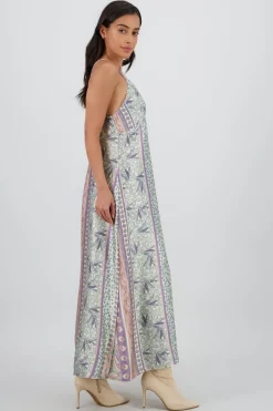 Vestido midi escote v tirantes