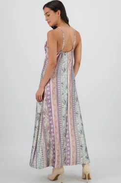 Vestido midi escote v tirantes