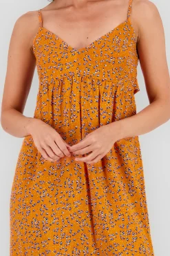 Vestido midi escote v tirantes