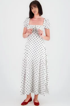 Vestido midi estampado polka