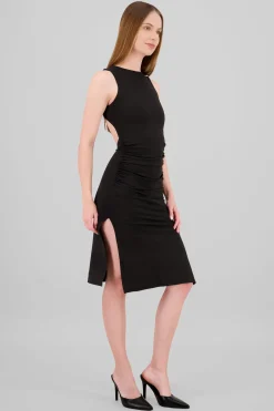 Vestido midi liso detalle espalda