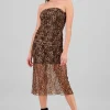 Vestido midi mesh animal print