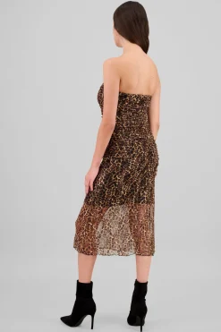 Vestido midi mesh animal print