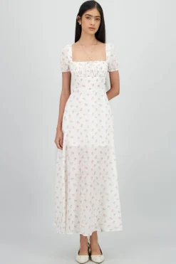 Vestido midi mini flores textura