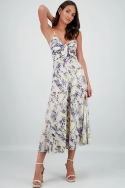 Vestido midi satin estampado