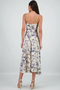 Vestido midi satin estampado