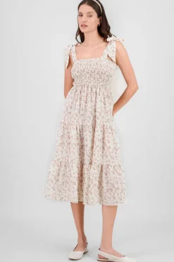 Vestido midi smock florecitas