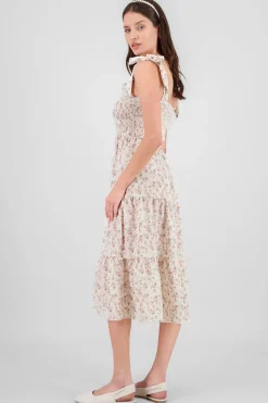 Vestido midi smock florecitas