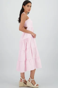 Vestido midi tirantes gruesos olanes